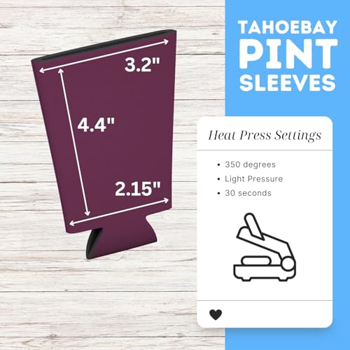 Image of TahoeBay Blank Pint Glass Sleeves, Beer Coolers, 6-Pack, Maroon | Insulating Foam Cooler, 16oz Collapsible Tapered Beverage Holder, Bar Cup Insulator for Transfer Vinyl, HTV, Sublimation, DTF