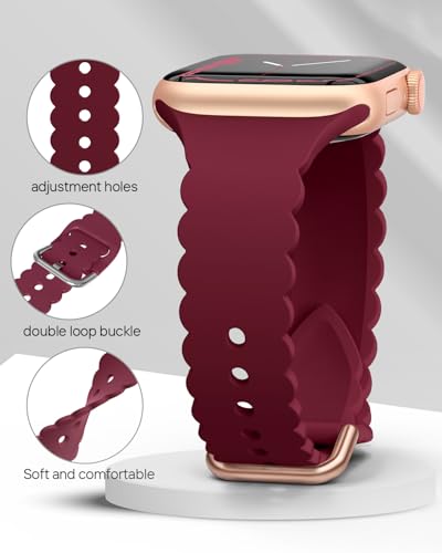Sunnywoo Lace Sport Silicone Band Compatible with Apple Watch 38mm 40mm 41mm 42mm 44mm 45mm 46mm 49mm for Women, Soft Wristband Waterproof Replacement for iWatch Series Ultra 10 9 8 SE 7 6 5 4 3 2 1