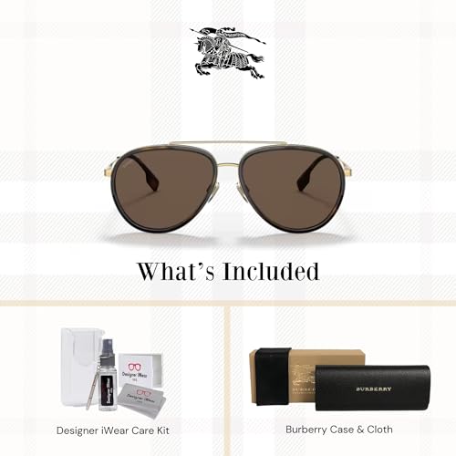 BURBERRY Oliver BE3125 Aviator Sunglasses for Men +BUNDLE with ACCESSORY EYEWEAR KIT2