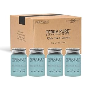 Terra Pure White Tea & Coconut Body Wash, Travel Size Hotel Amenities, 1 oz. (Case of 300)