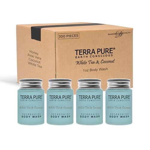 Terra Pure White Tea & Coconut Body Wash, Travel Size Hotel Amenities, 1 oz. (Case of 300)