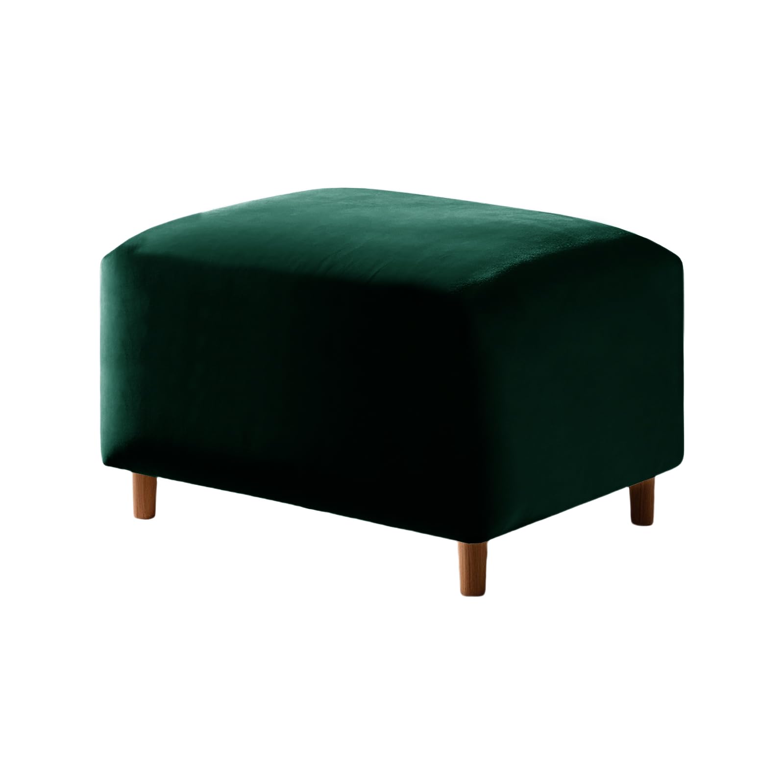 UNBBRRL Footstool Cover with Cushion Cover, Velvet Ottoman Protector Covers, Removable Pouffe Cover with 4 Ties for Living Room (Darkgreen,Rectangle(1pc))