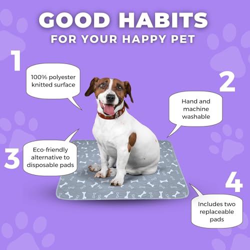 Image of MarV 2-Pack Washable Pee Pads for Dogs Non Slip Puppy Pads , Ultra-Absorbent Mats for Puppy Training, Multi-Use, Reusable Puppy Pads (Grey, M)