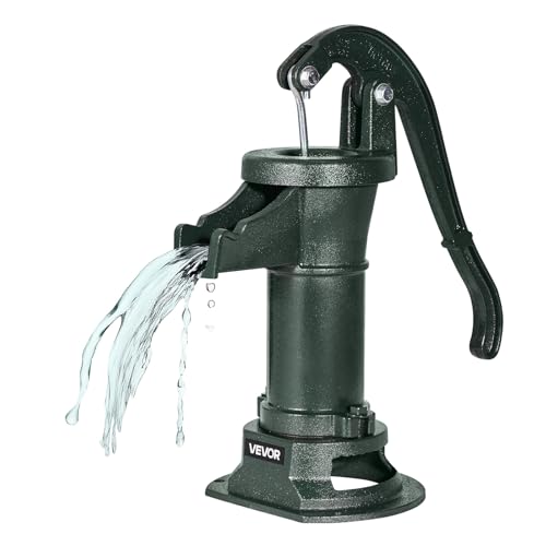 VEVOR Schwengelpumpe Antik Vintage, 7,6 m Förderhöhe, Nostalgiepumpe aus Gusseisen, Brunnenpumpe, Handpumpe NPT 1-1/4 Zoll Anschluss, Gartenpumpe, für Garten, Teich, Hof, Bauernhof, Grün