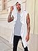 Runcati Mens Hooded Cardigan Sleeveless Ruffle Shawl Collar Open Front Knit Drape Robe White