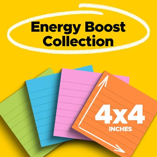 Image of Post-it Super Sticky Notes, 4 in x 4 in, Rio de Janeiro Collection, 4 Pads /Pk (675-4SSUC) | School Supplies and Office Supplies, 2X the Sticking Power