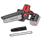Mini Chainsaw for Milwaukee M18 Battery, Auto-Oiler, 8-Inch Brushless Cordless Pruning Chainsaw, Battery Powered 4000RPM for Wood Cutting, Tree Trimming (Battery Not Included) (Red)