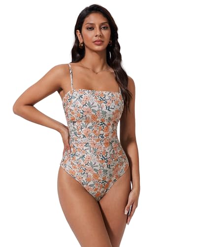 Image of SUUKSESS Women Sexy One Piece Swimsuit Tummy Control Square Neck Bathing Suit