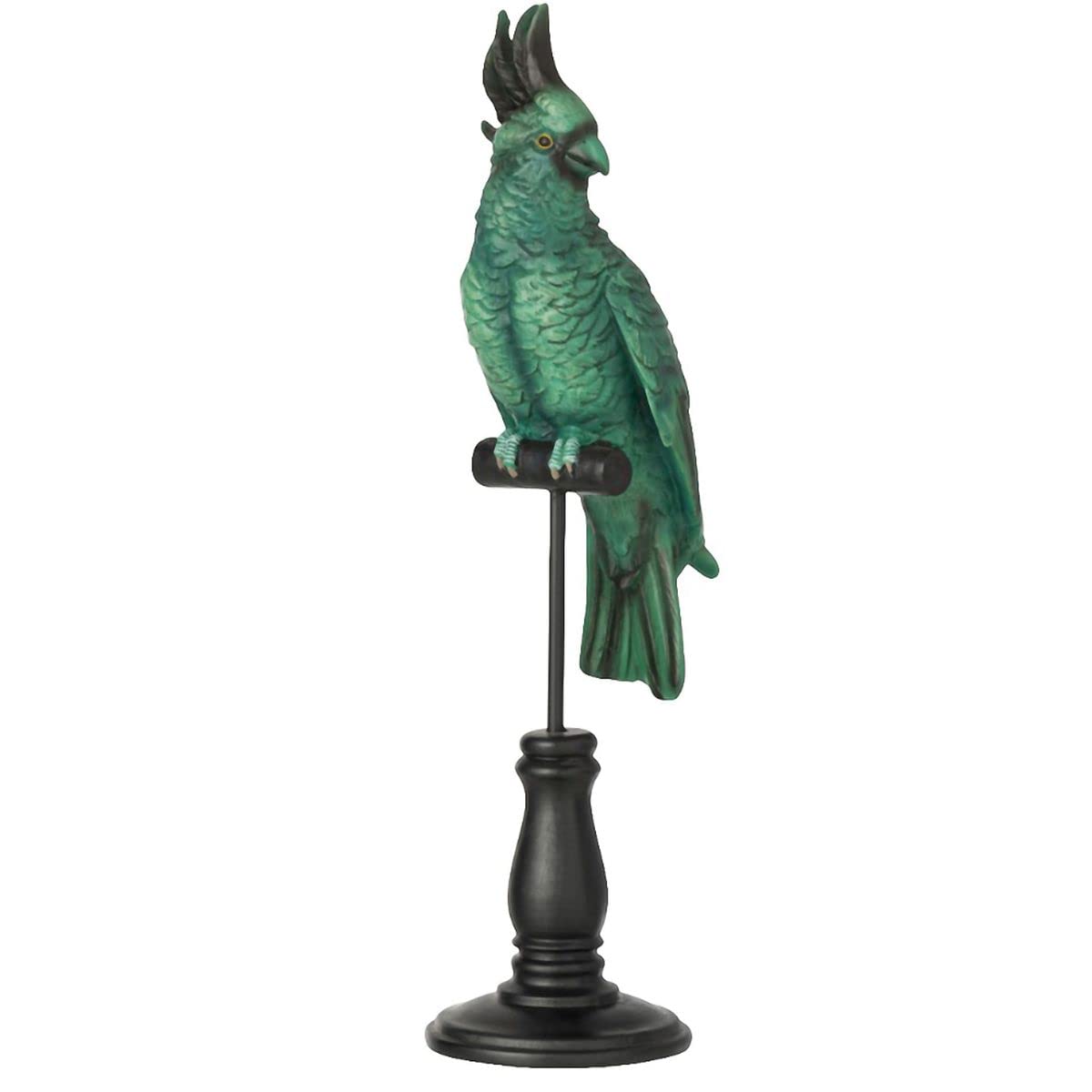Figurine perroquet sur son perchoir en résine statuette oiseau exotique