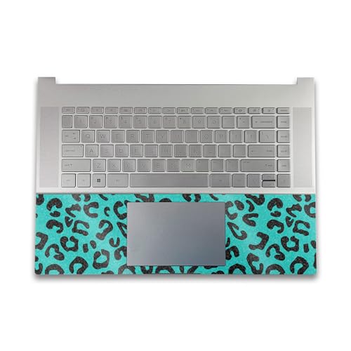 Image of Glossy Glitter Gaming Skin Compatible with HP Envy x360 16 inch (2023) - Teal Leopard - Premium 3M Vinyl Protective Wrap Decal Cover - Easy to Apply | Crafted in The USA by MightySkins