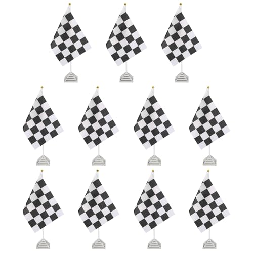 Drapeau de table à damier noir et blanc PATIKIL lot de 12 mini drapeaux de course pour buffet - 2