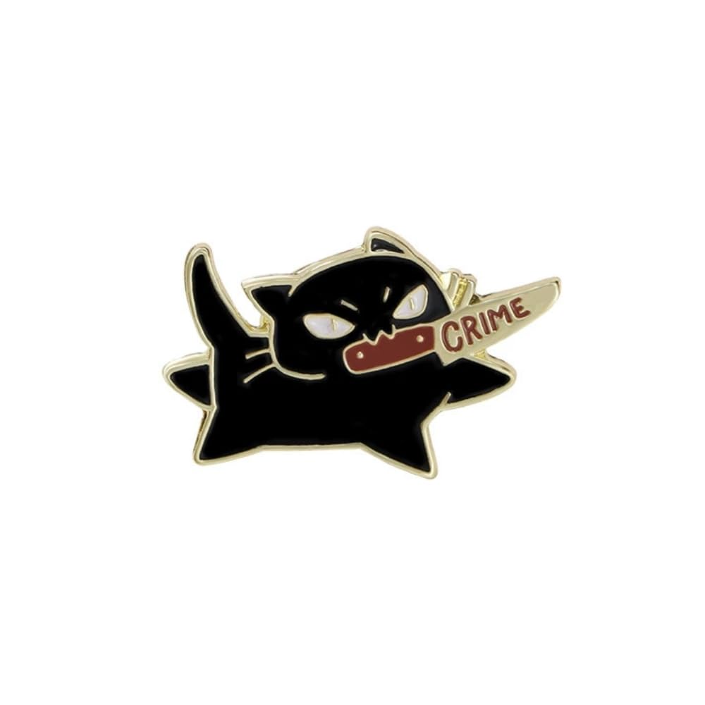 Creative Cat Brooch Cute Cartoon Black Cat Enamel Pins Novelty Backpack Hat Bags Lapel Pins for Women Men