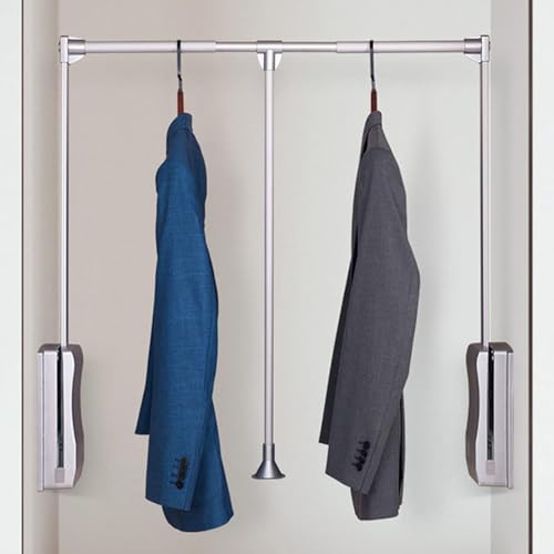 Barra de suspensión ajustable plegable para colgar ropa, organizador multifuncional para armario, 930 x 1250 mm, color plateado