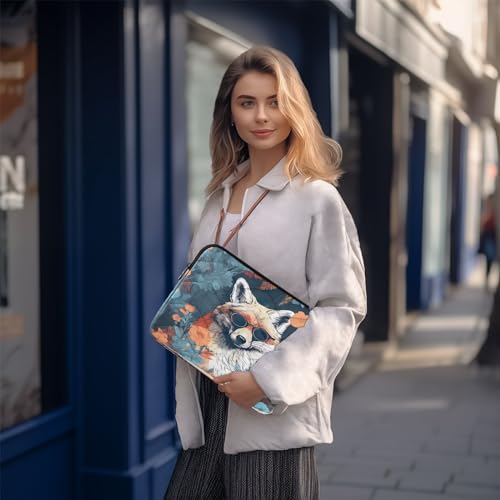 Funda para portátil 13-14 pulgadas resistente al agua con diseño de lobo miniatura 7