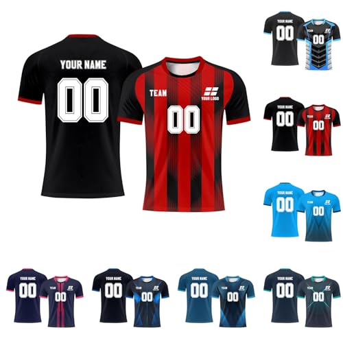 Genérico Camisetas de fútbol Personalizadas, CREA Camisetas de con tu Nombre/Equipo/número, de fútbol para Adultos y niños (Estilo 6)
