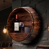 Whiskey Barrel Decor, Bourbon Whiskey Barrel Shelf, Wall Mount Wine Rack, Rustic Wine Rack Wood for Vintage Wine Bar and Home DΓ©cor (Big)