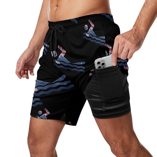 Australian Flag Swimming Australia Beach Shorts for Men Swim Trunks Quick Dry Swim Shorts with Compression Liner Pocket2
