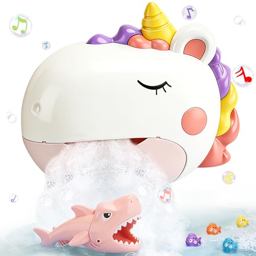 Covriina Baby Bath Toys Bubble Machine for Toddlers 1-3 Toddler Fountain Bathtub Pool Water Table Toys Shark Bath Toy 6-12-18 Months Baby Bath Toy for Girls