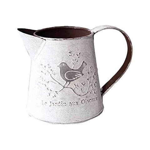 WEIDUOFUN French Style Rustic White Shabby Chic Mini Metal Pitcher Vase Primitive Jug Vase for Home Cafe Decor Cover
