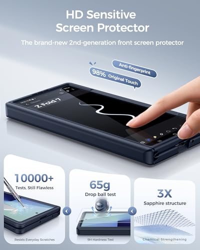 Image of SSLOTSCASE Magnetic for Samsung Galaxy Z Fold 7 Case, Stand & Screen Protector & Hinge Protection & Camera Protection, Military-Grade Protection Rugged Shockproof Case for Galaxy Z Fold 7 2025, Black