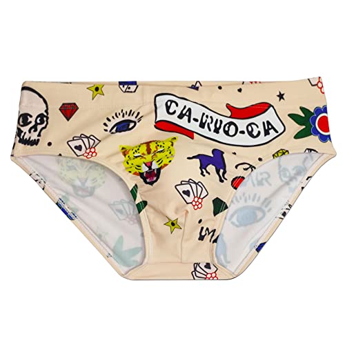 Men's Skin Color Swimming Briefs Swimwear Short Fashion Printed Swim siult4