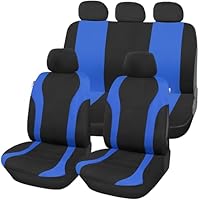 Upgrade4cars Autositzbezüge Set Universal Blau | Auto-Schonbezüge Vordersitze & Rückbank | Autositzbezug Schwarz | Autozubehör Innenraum | Geschenke für Frauen und Männer