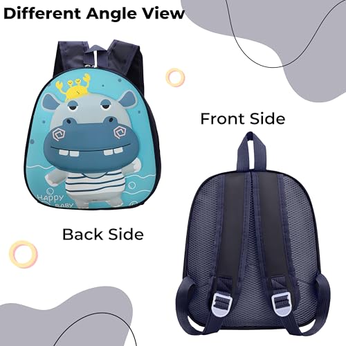 Image of Bembika School Bag The Perfect Children Backpack and School Bags for Kids Compact Stylish Backpack for Kids Exceptional-Quality Kids Kindergarten Backpack and Travel Backpack- (Hippopotamus|Blue)