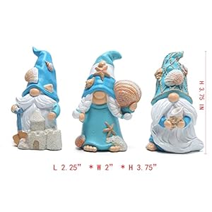 Hodao 3PCS Summer Gnomes Decor Star Shell Gnomes Handmade for Beach Decor Swedish Nisse Scandinavian Elf Summer Decoration Home Ornaments