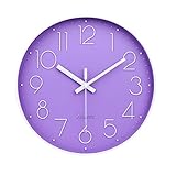 jomparis Purple Wall Clock 12 Inches Silent Quartz Wall Clock for Bedroom,Home,Living Room