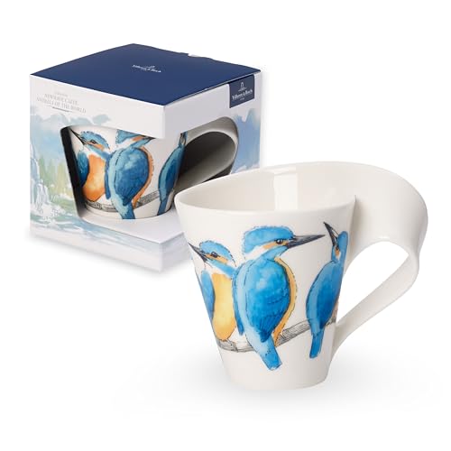 Villeroy & Boch – Newwave Caffè Kaffeebecher 'Eisvogel' Mit Henkel, Spülmaschinenfest, Mikrowellensicher, Kaffeetasse, Teetasse, Tasse, Becher, Heißgetränkebecher Für Kaffee, Premium Porzellan
