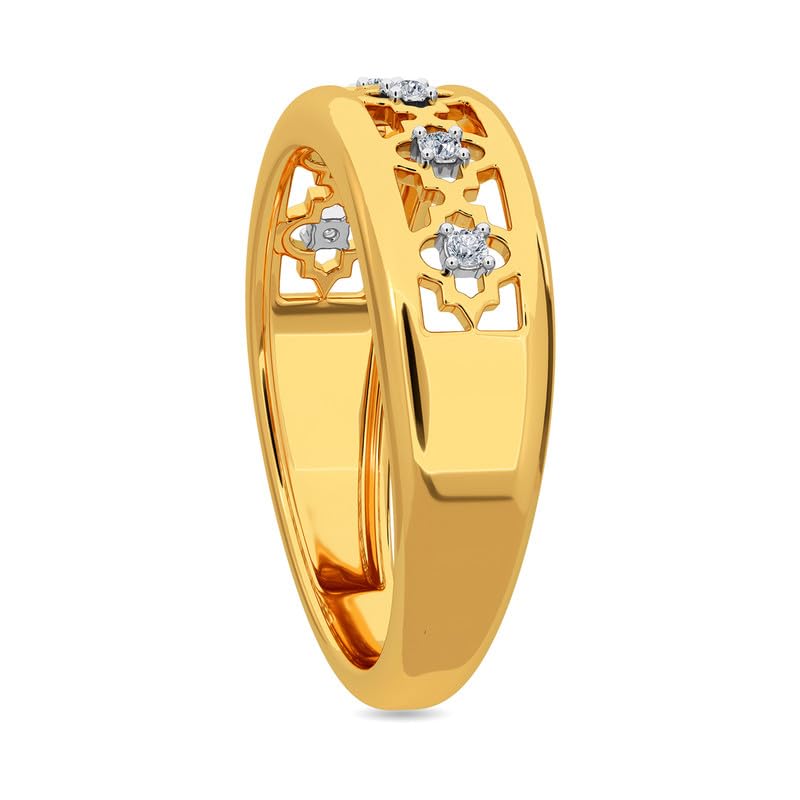 Image of KISNA 14k / 18k Real Gold & Diamond Ring | Diwali, Rakhi Rakshabandhan Gift for Sister /Bhabhi /Women | With Certificate of Authenticity & BIS-Hallmarked Gold Jewellery | Shaniya Ring