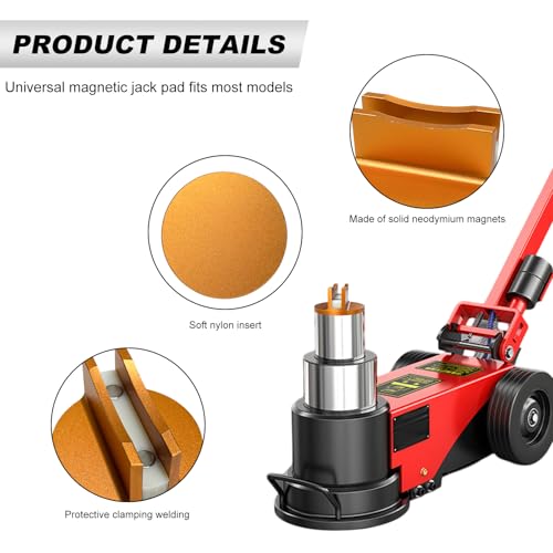 Image of Universal Magnetic Jack Pad, Aluminum Grooved Frame Rail Protector Pinch Weld Jack Adapter, Heavy Duty Slotted Magnetic Jacking Puck Pinch Weld Floor Jack Pad for Cars