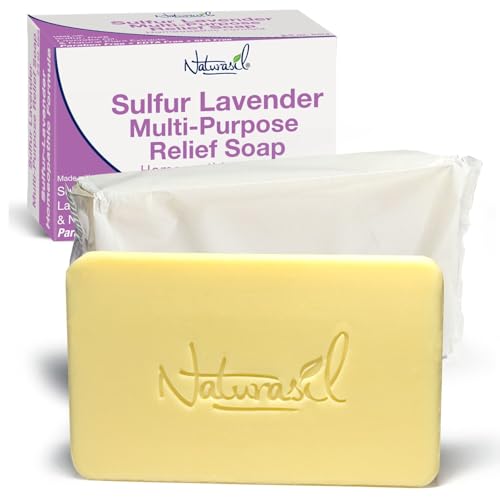 Naturasil Sulfur Soap Treatment w/Pure Lavender | Max-Strength Natural Relief for Acne, Mites, Bug Bites, Warts, Eczema, Itching | for Kids & Adults: Face & Body Soap (2) 5oz Bars