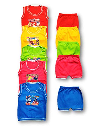 Image of Unisex Clothing Set for Baby Boy and Baby Girl 100% Cotton Tshirt and Short (Pack of 10 | 5 T-Shirts & 5Shorts | Multi Colored, Size from 0 Months Upto 6 Years)