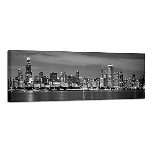 Wieco Art Chicago City Center Skyline in Black and White...