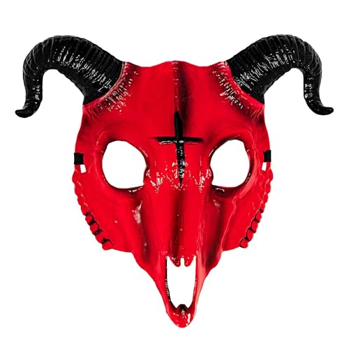 W WIDMANN MILANO Party Fashion - Máscara de diablo, demonio, cabra, Lucifer con cuernos y cruz, Halloween y carnaval