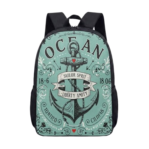 Mochila Anchors Away True North, 43 cm, vintage náutico, estampa náutica, bolsa gráfica unissex, 05, Large