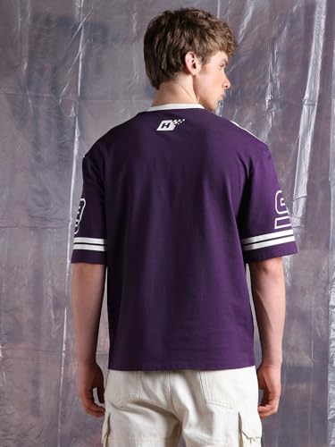 Image of Hubberholme Men Cotton Terry Printed Oversized Round Neck Half Sleeves Tshirts