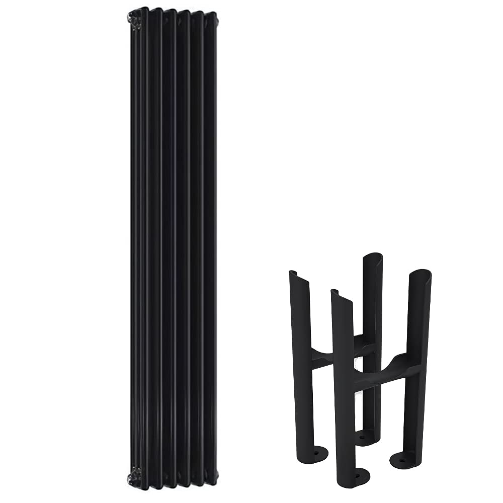 Milano Windsor Black Cast Iron Style Vertical Triple Column Radiator Feet - 1800mm x 290mm