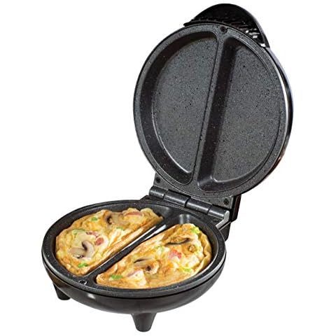 DAEWOO SDA1556 750W Deep Fill Non-Stick Omelette Maker Omelete, Stainless Steel & Black Cover