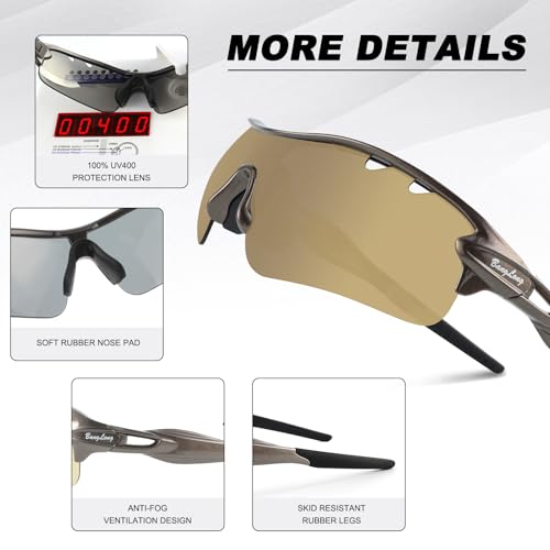 Image of BangLong Polarized UV400 Sports Sunglasses with 5 Lenses for Men Women