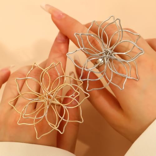 Gold Flower Ring for Women Dainty Gold Floral Ring Silver Flower Ring Adjustable Flower Rings Floral Jewelry2