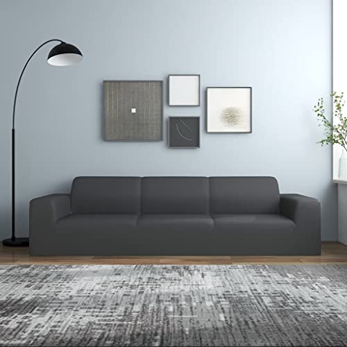 Housse de canapé 4 places anthracite extensible et couverture de protection - 2
