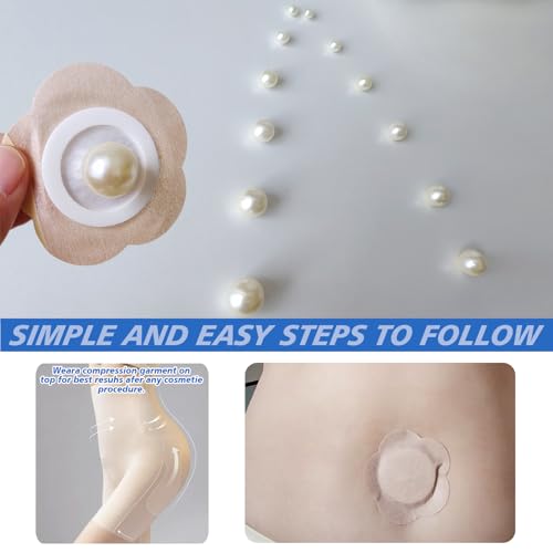 12PCS Round Ball-Shape Belly Button Plug Post Tummy Tuck for Liposuction or Umbilical Hernia Repair （6 Different Sizes& 24 pc Breathable Patch) （Off White）3