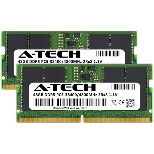 Image of A-Tech 96GB Kit (2x48GB) DDR5 4800MHz PC5-38400 CL40 SODIMM 2Rx8 Dual Rank 1.1V Non-ECC Unbuffered SO-DIMM 262-Pin Laptop Computer RAM Memory Upgrade Modules