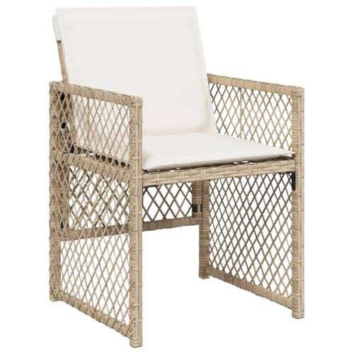 Ensemble de jardin polyrotin beige salon extérieur table et chaises de terrasse - 5