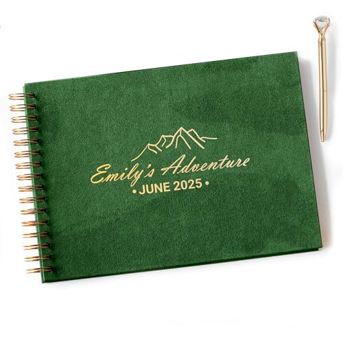 Image of Guest Book Photo Album Adventure Book for Cabin, Airbnb, Vacation Rental, or Travel Journal for Polaroid Instax, Keepsake Fits 4x6 or 5x7 Pictures Couples or Family Scrapbook (Green, Large - 11.7x8.3)