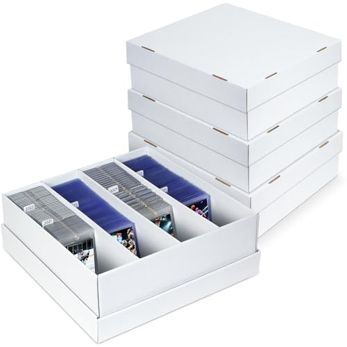 ULTRGEE Pacote com 4 caixas de armazenamento para cartões colecionáveis – Comporta 640 carregadores superiores e 176 One Touch – Estojo de papelão com divisórias para cartões esportivos (4 fileiras)