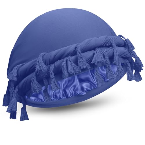 Image of Turban for Men Adjustable Halo Silk Satin Lined Cap for Women Durag Twist Head Wraps Hat Elastic Pre Tie Beniee
