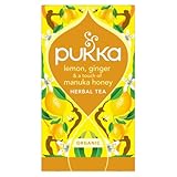 Pukka Lemon, Ginger & a Touch of Manuka Honey, Tisana Biologica Con Limone, Zenzero, Miele di Manuka, Con Ingredienti 100% Naturali, Ideale per il Supporto Quotidiano, 20 Filtri